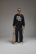 Criminal Damage Leather Applique Logo Sweatshirt