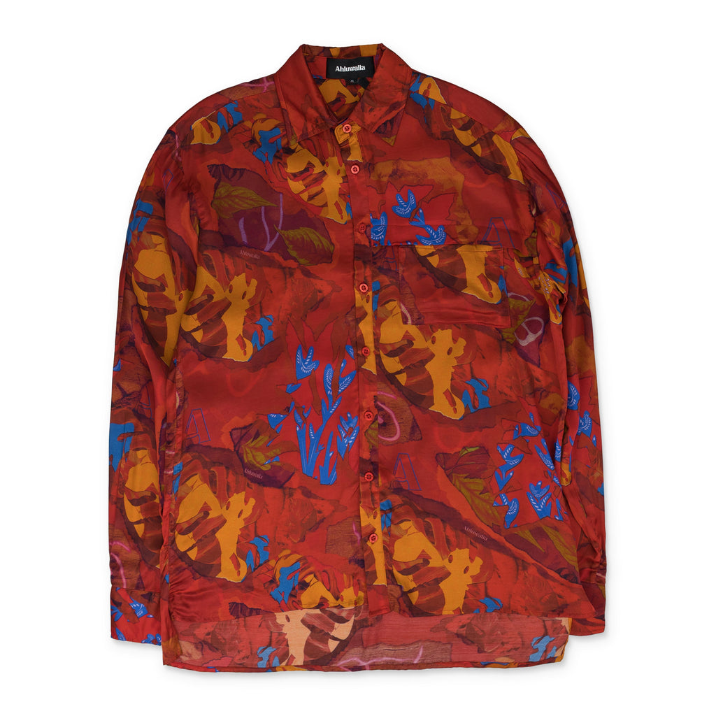 Red Buki Slim-Fitted Printed Shirt