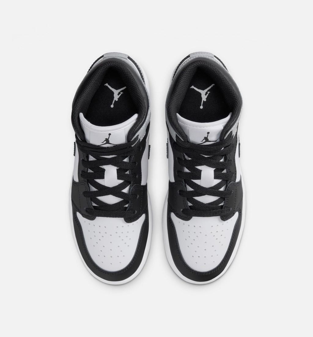 Air Jordan 1 Mid Grade School Lifestyle Shoe – White/Light Smoke Grey/Black