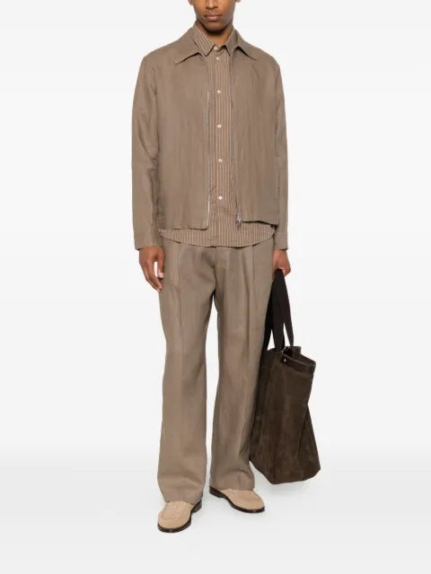 NN07 Alban - two-way zipper linen overshirt