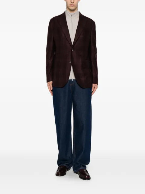Eleventy check-pattern notched-lapels blazer