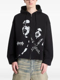 WASTED graphic-print zip-up hoodie