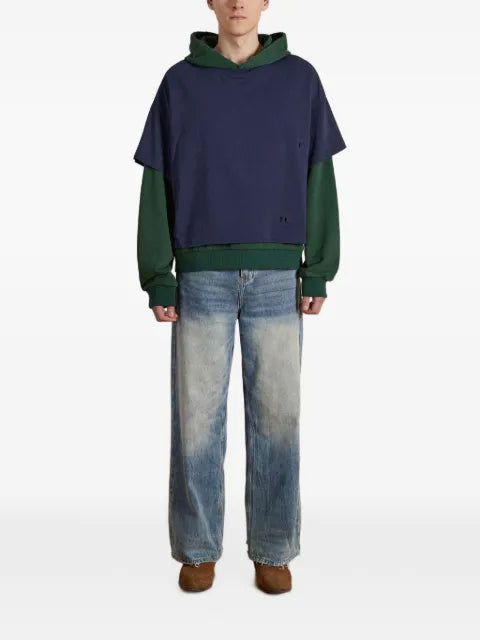 FOUND distressed layered hoodie