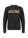 Moschino mirrored logo bouclé-embroidered sweater