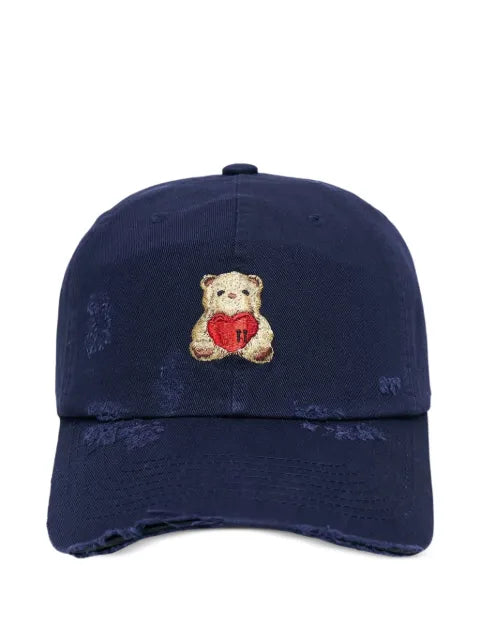 We11done Heart Teddy distressed baseball cap