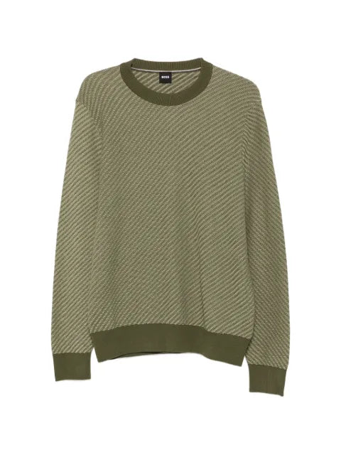 BOSS regular-fit sweater in diagonal-structured cotton