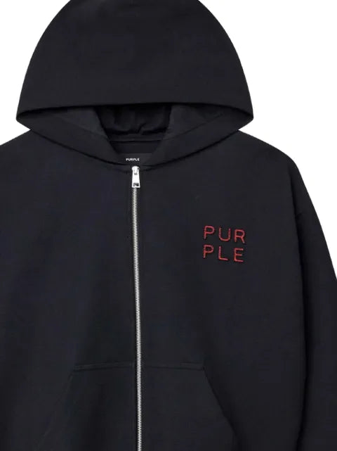 Purple Brand logo-embroidered zip-up hoodie