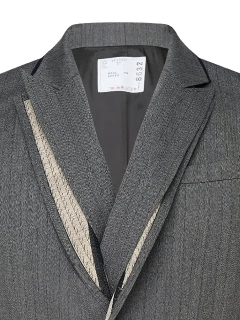 sacai layered-panel wool jacket