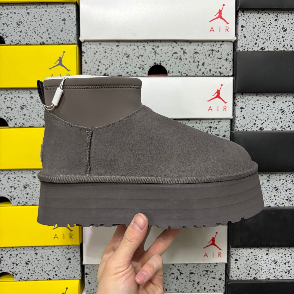 UGG Classic Ultra Mini Platform Boot – Women’s Suede Ankle Boot with Neoprene Collar in Charcoal