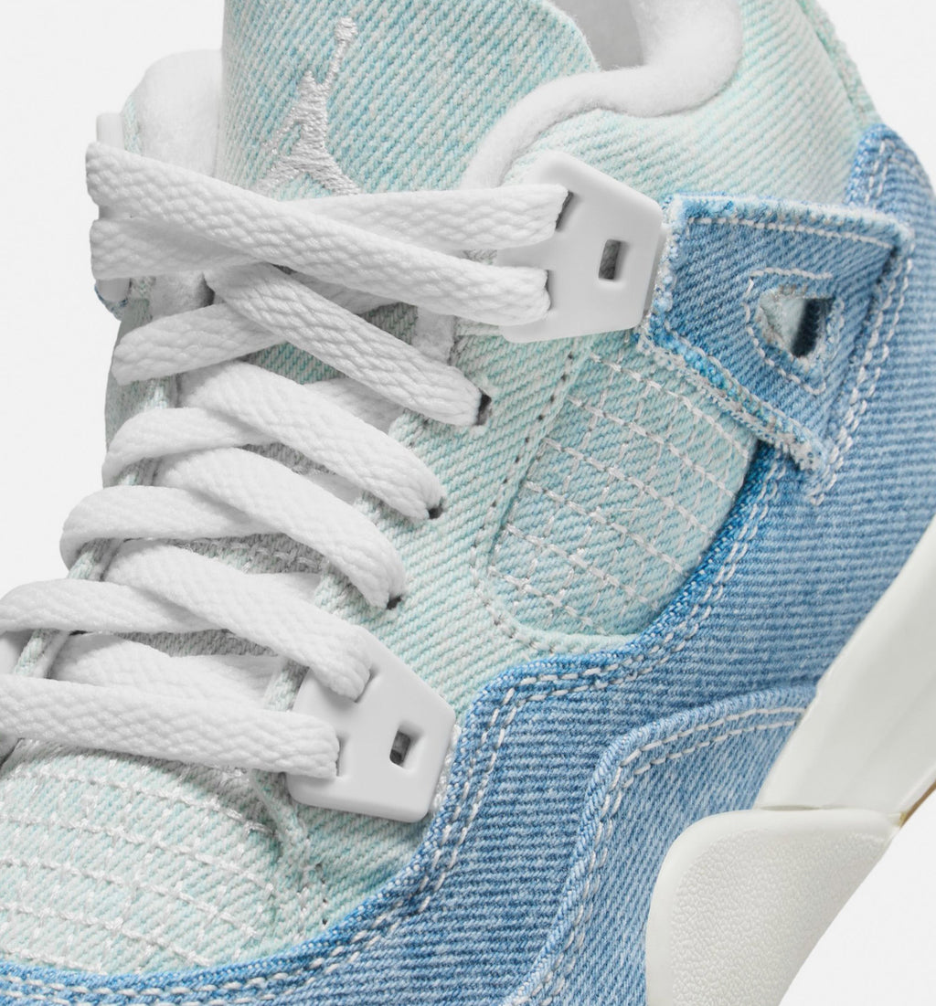 Air Jordan 4 Retro Worn Blue Preschool – Sail/Worn Blue/Metallic Gold
