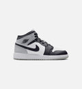 Air Jordan 1 Mid Grade School Lifestyle Shoe – White/Light Smoke Grey/Black