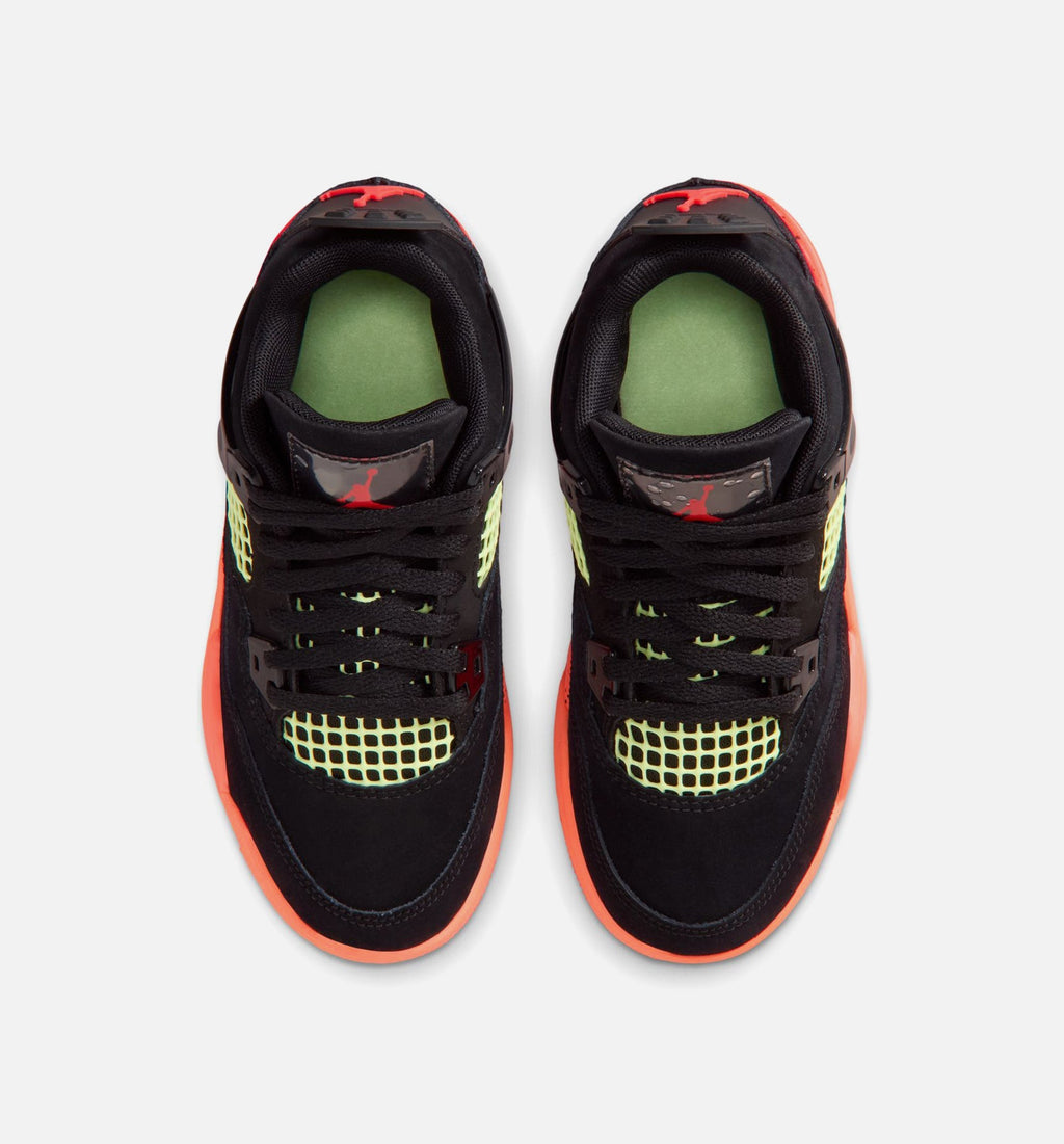 Air Jordan 4 Retro Preschool Lifestyle Shoes | Black / Infrared 23 / Bright Mango