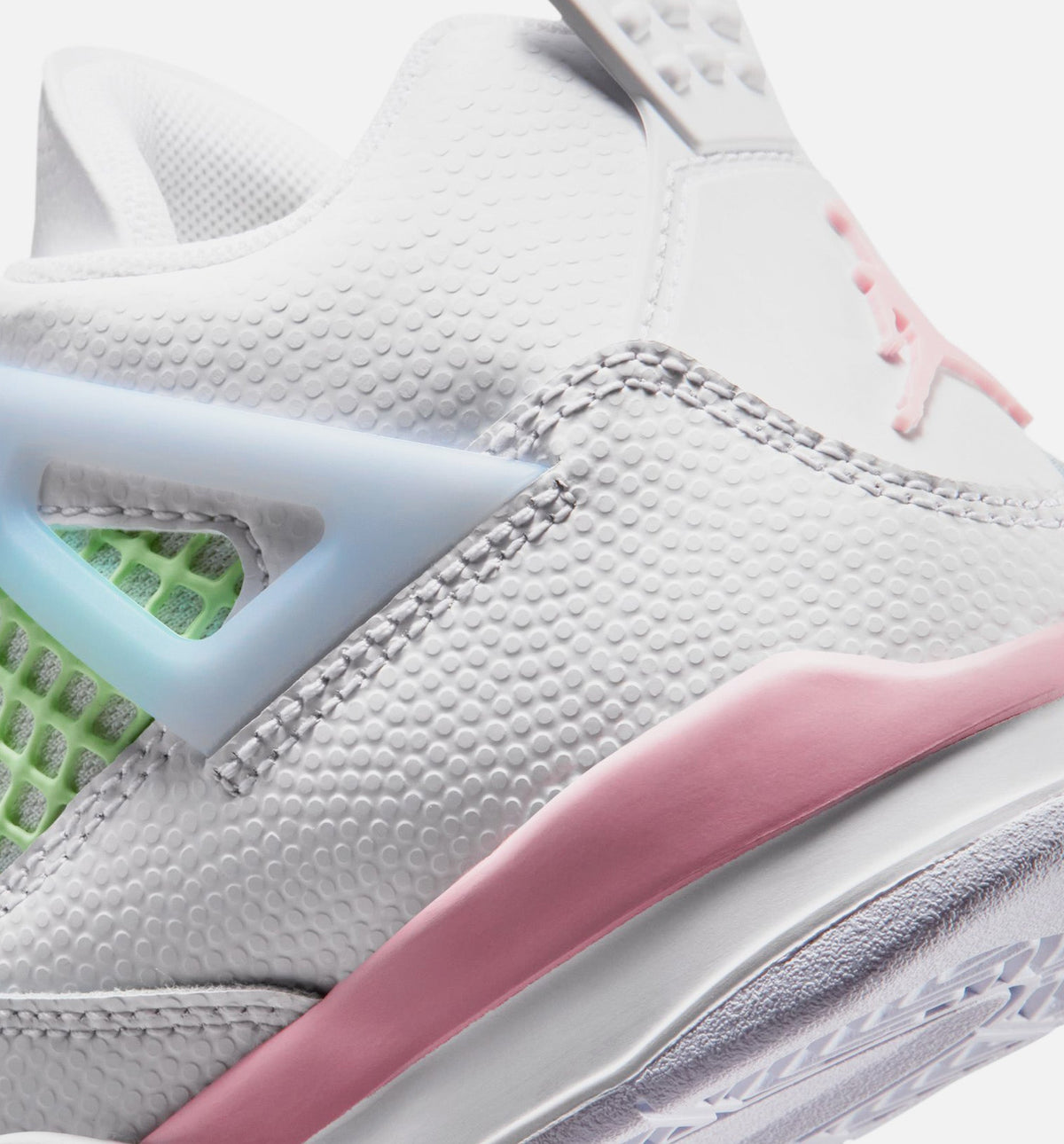Air Jordan 4 Retro Medium Soft Pink Preschool Shoes - White Medium Soft Pink Half Blue