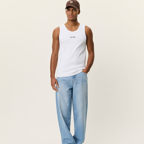 Les Deux Arthur Logo Rib Tanktop: White