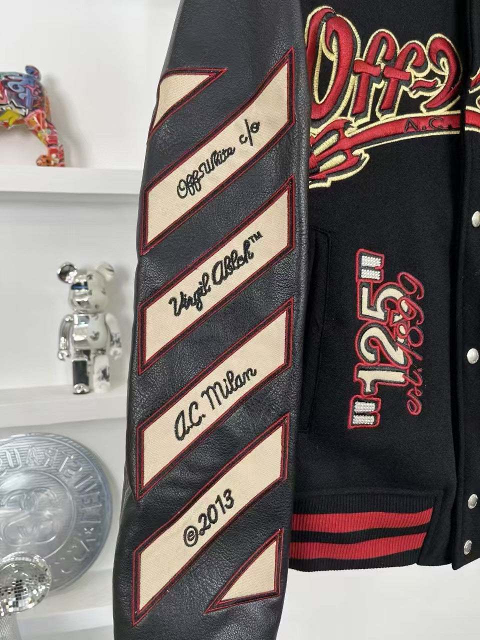 Off-White Cartoon Devil Graphic Varsity Jacket Unisex