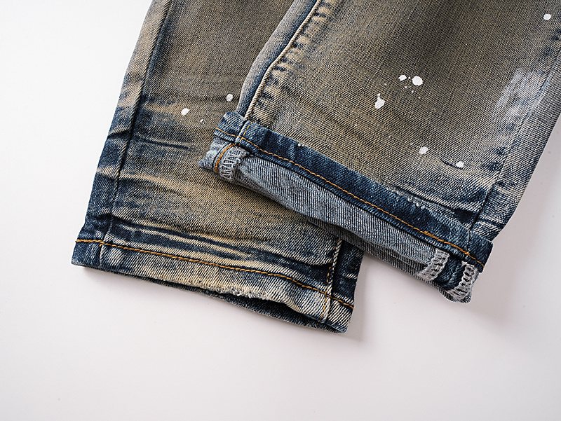 Purple Brand Washed Blue Paint Splatter Distressed Jeans