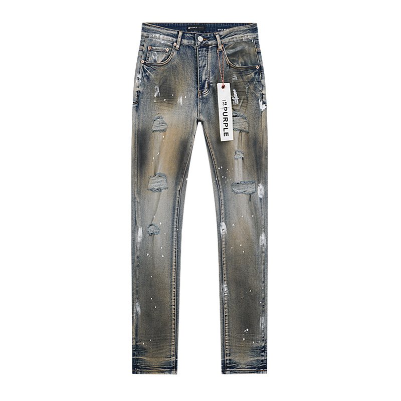 Purple Brand Washed Blue Paint Splatter Distressed Jeans