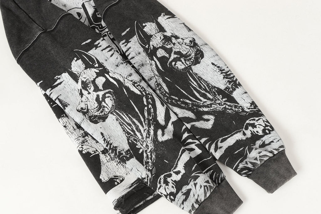 Godspeed Dog & City Graphic Raw-Hem Hoodie