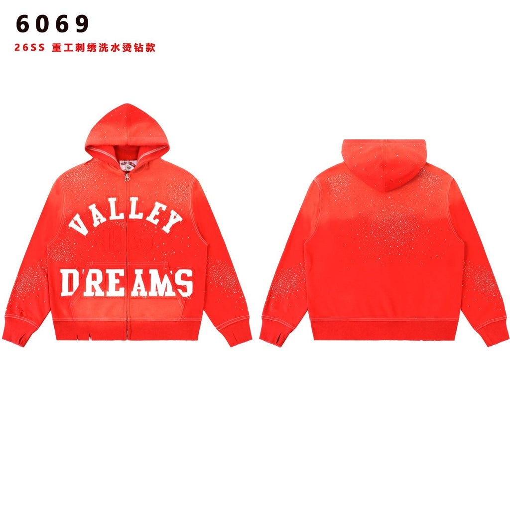 Valley Dreams Washed Rhinestone Zip Hoodie
