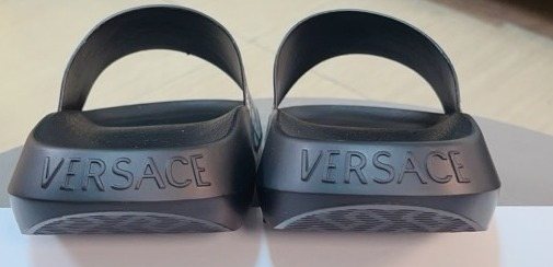 Versace Men's Patterned Emblem Slide Sandals