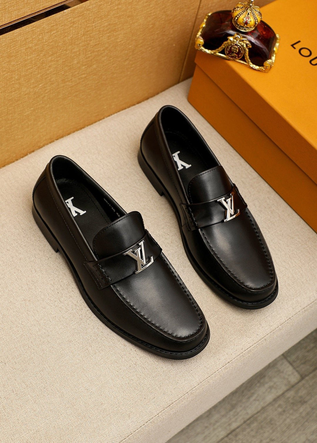 Louis Vuitton Black Metal Bar Loafers