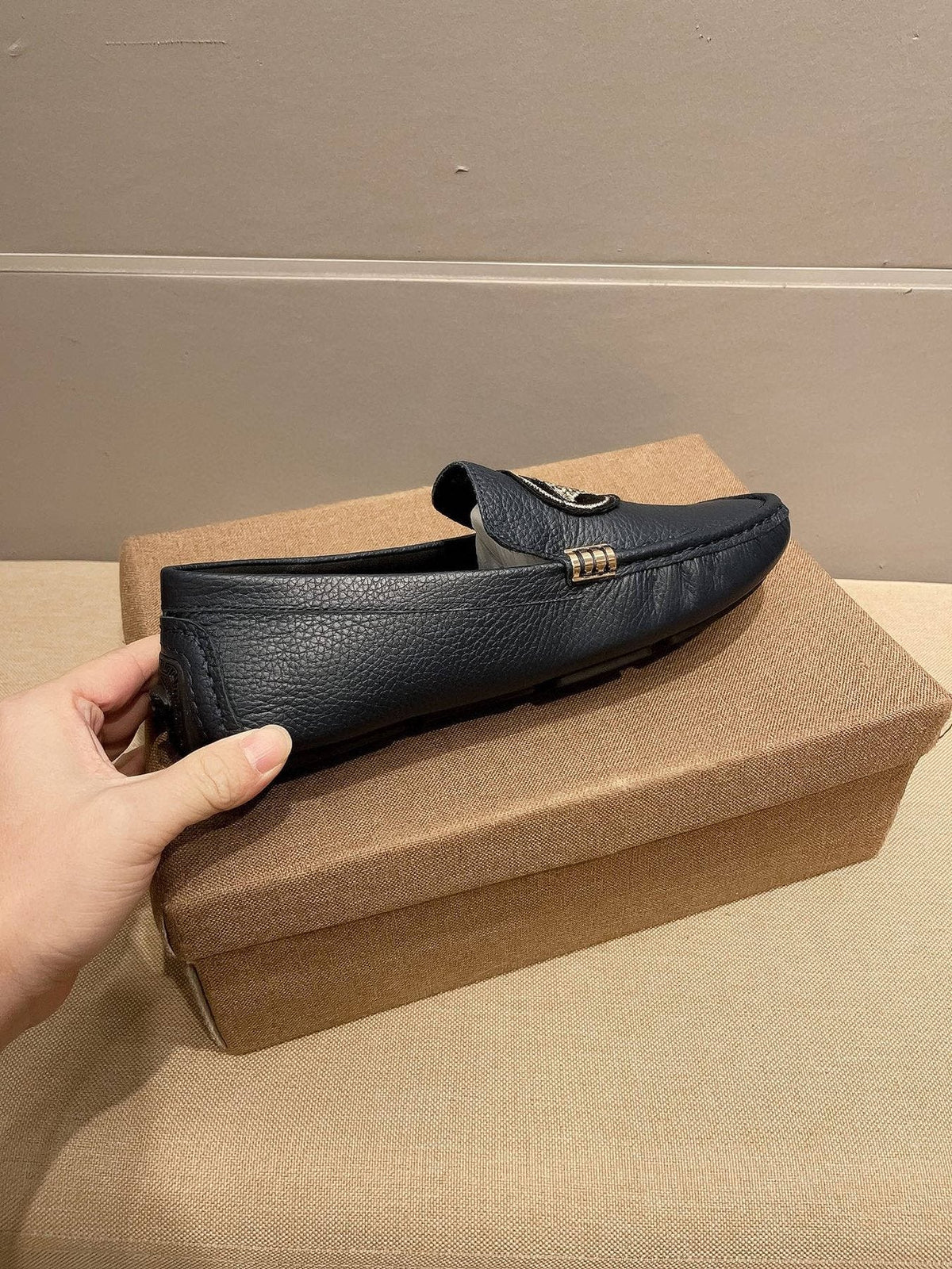 Versace Men's Black Medallion Loafers - Rounded Toe