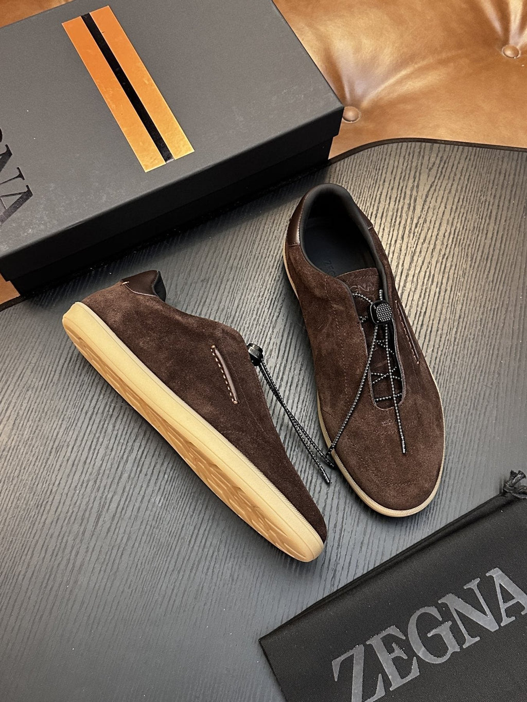Zegna Triple Stitch Slip-On Sneakers - Suede And Leather Upper