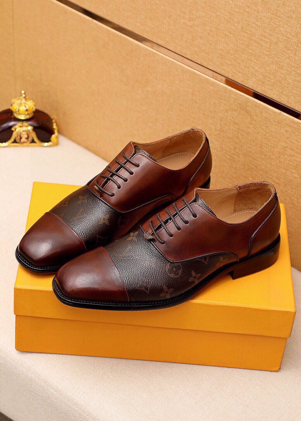 Louis Vuitton Patterned Panel Lace-Up Dress Shoes