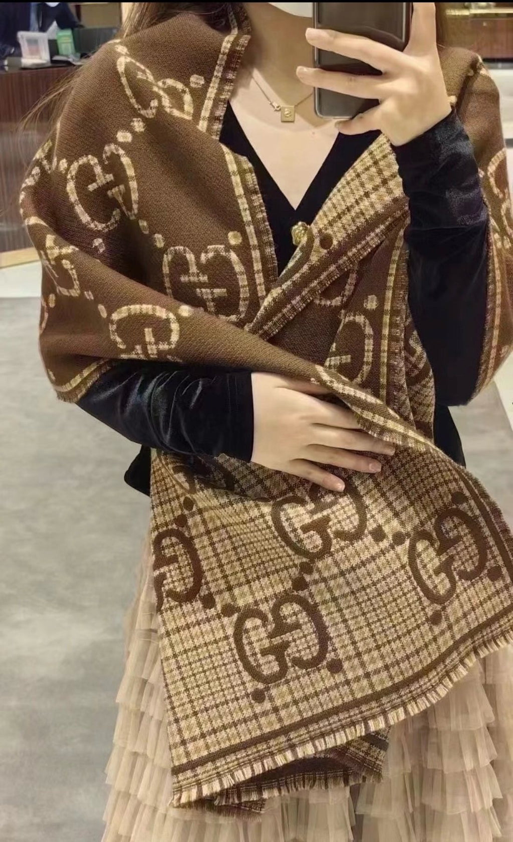 Gucci Fringed Motif Scarf