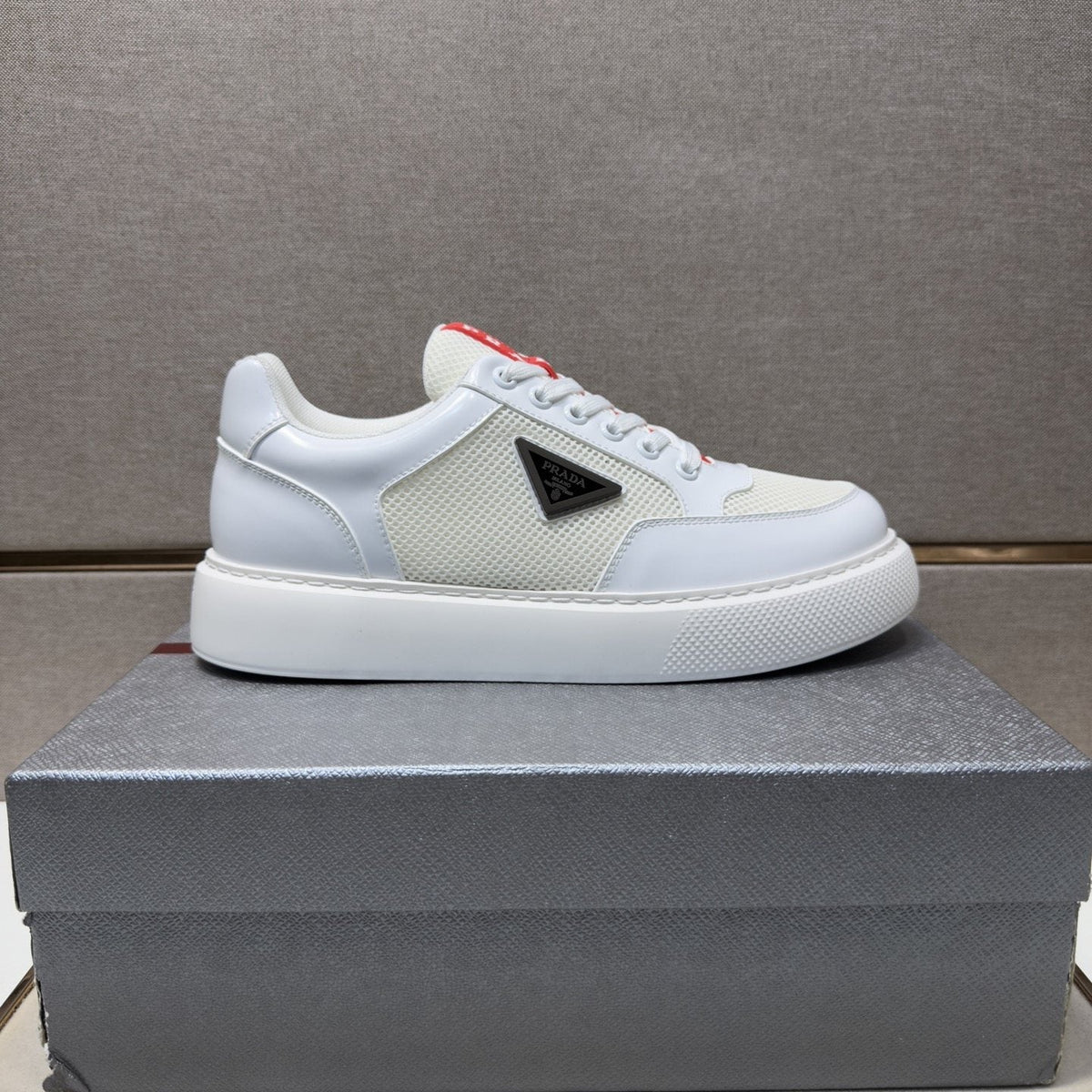 Prada Men's Mesh Panel Low-Top Sneakers