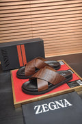 Zegna Cross-Strap Slide Sandals