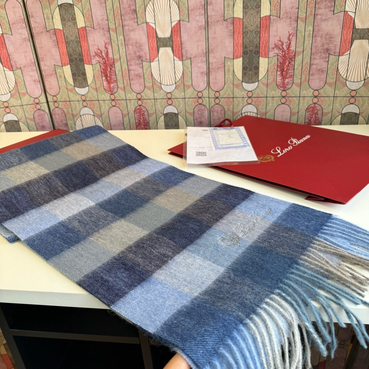 Loro Piana Plaid Fringe Scarf