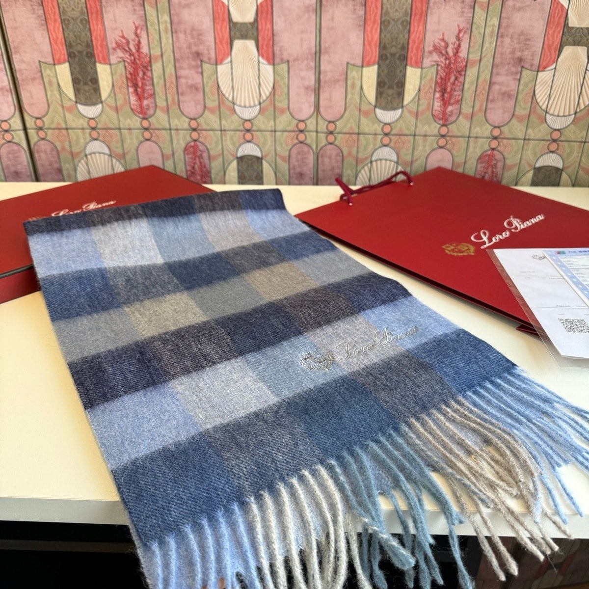 Loro Piana Plaid Fringe Scarf